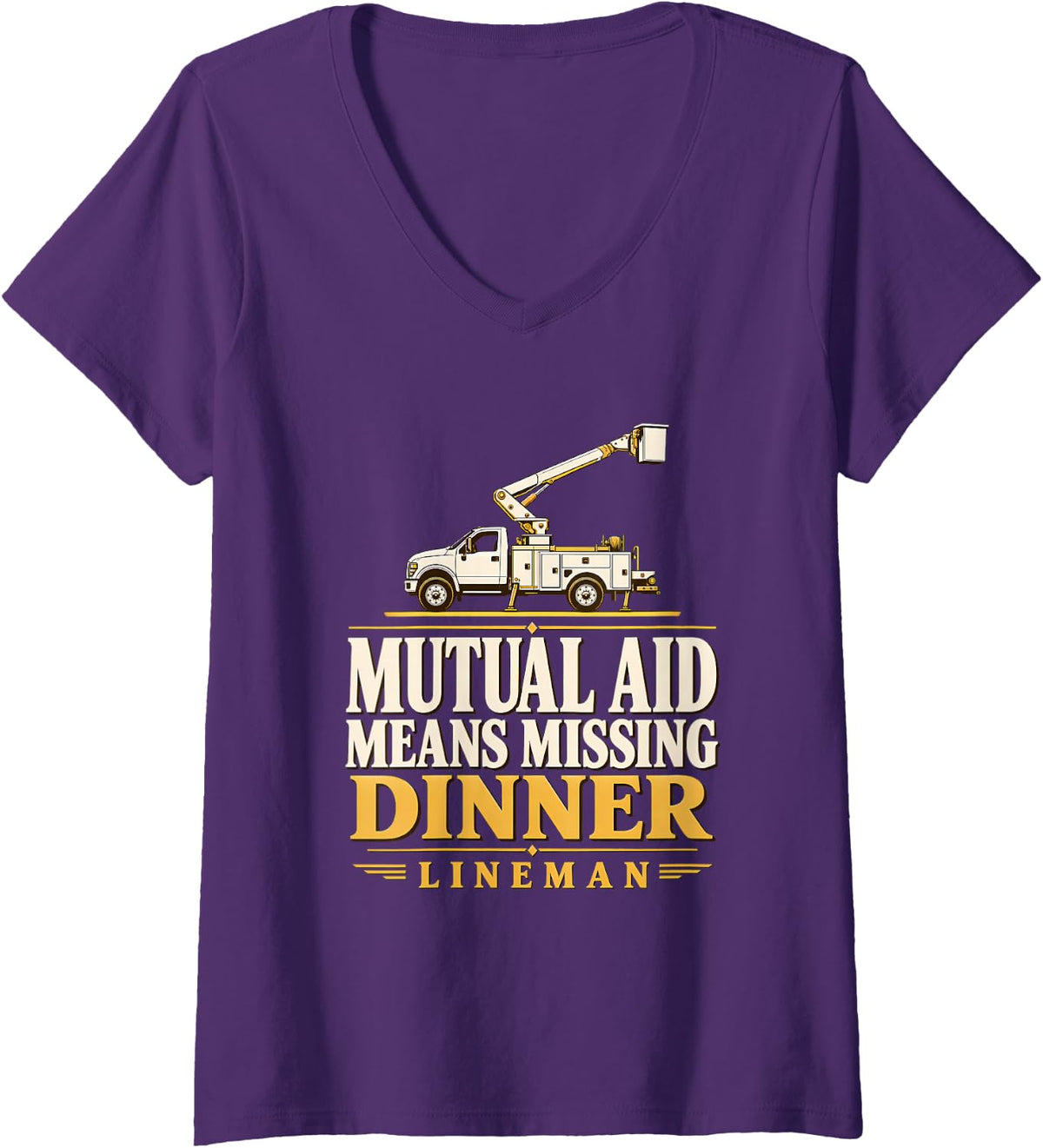 Women's Mutual Aid Means Missing Dinner Lineman Mutual Aid Lineman V-Neck T-Shirt - Purple
