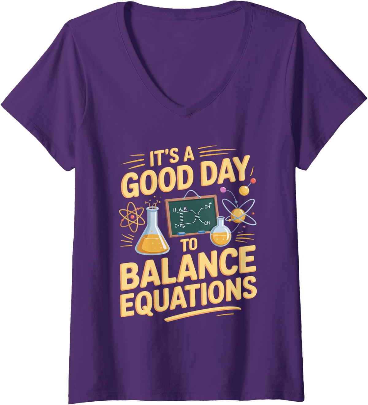 Women's It's a Good Day to Balance Equations Chemistry Science V-Neck T-Shirt - Purple