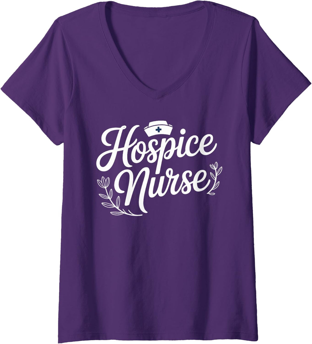 Women's Funny Hospice Nurse Nursing V-Neck T-Shirt - Purple
