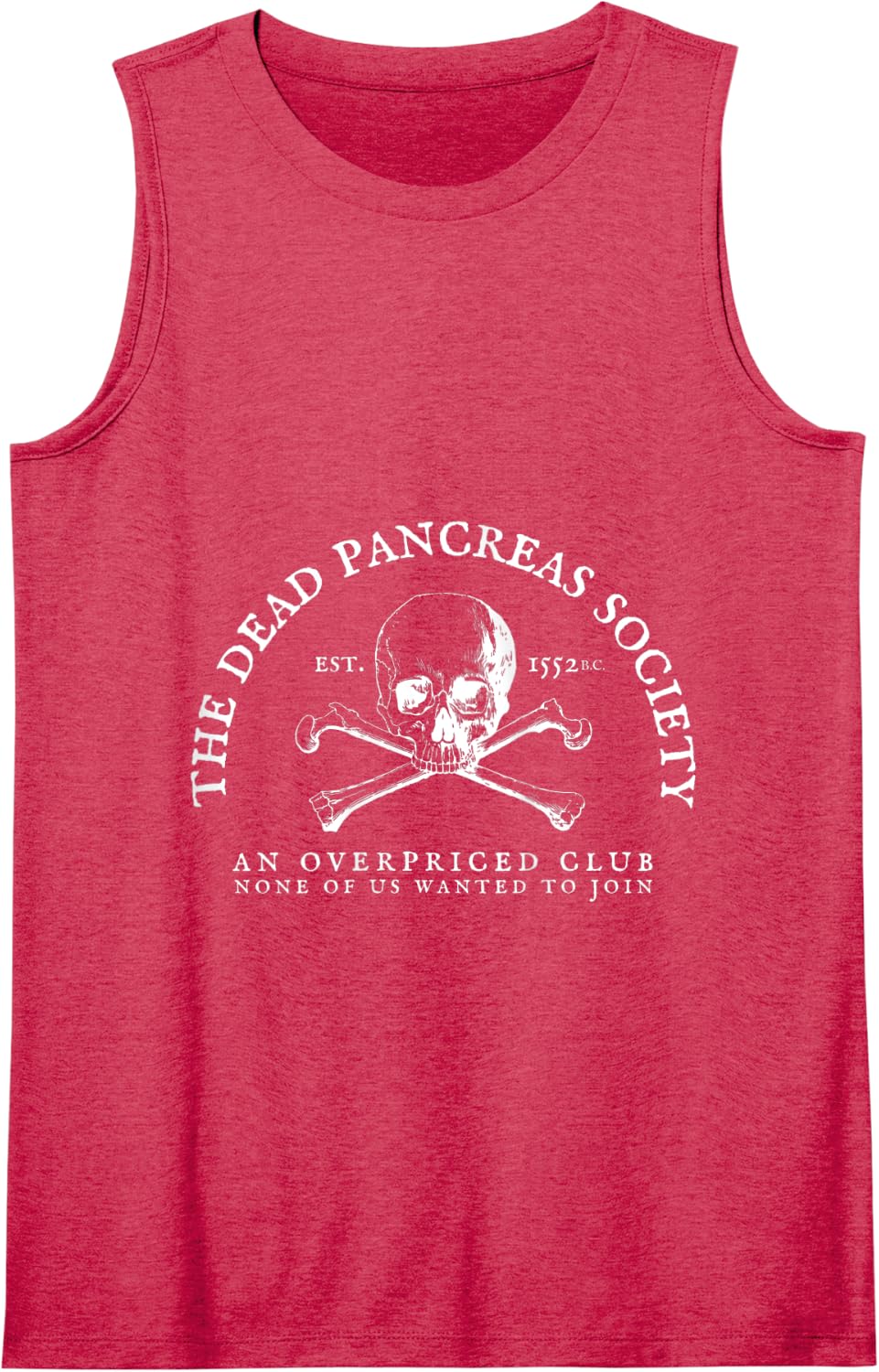 Dead Pancreas Society Type One Diabetes T1D Awareness Skull Tank Top - Red