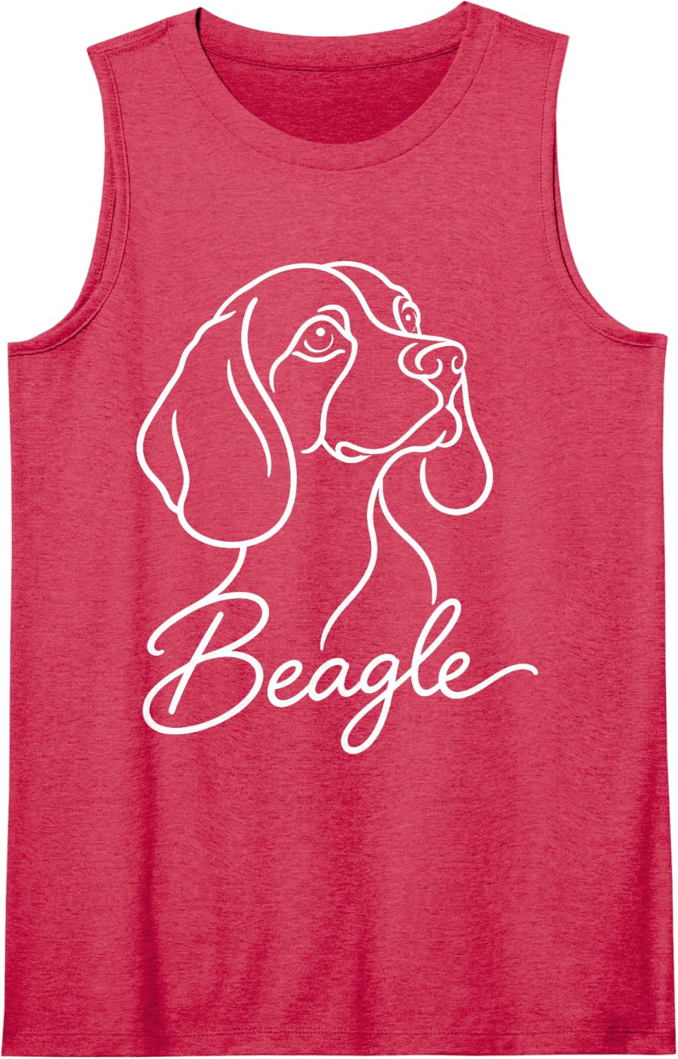 Cute Beagle Simple Line Art Sleeveless Tank Top - Red