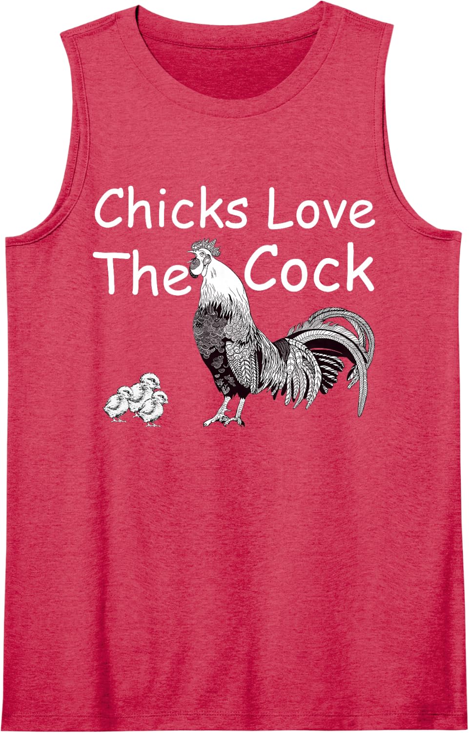 Chick Love The Cock Sleeveless Tank Top - Red