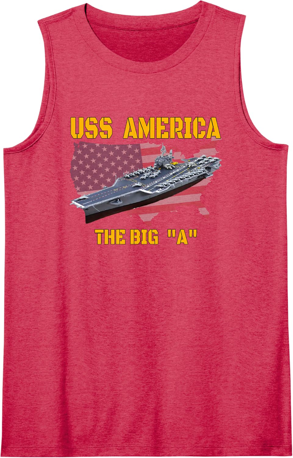 USS America Aircraft Carrier Veterans Day Father Grandpa Sleeveless Tank Top - Red