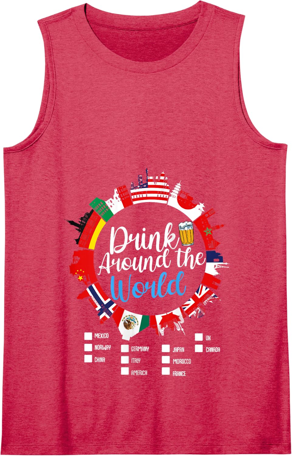 Adult Vacation Drinking Countries International National Tank Top - Red