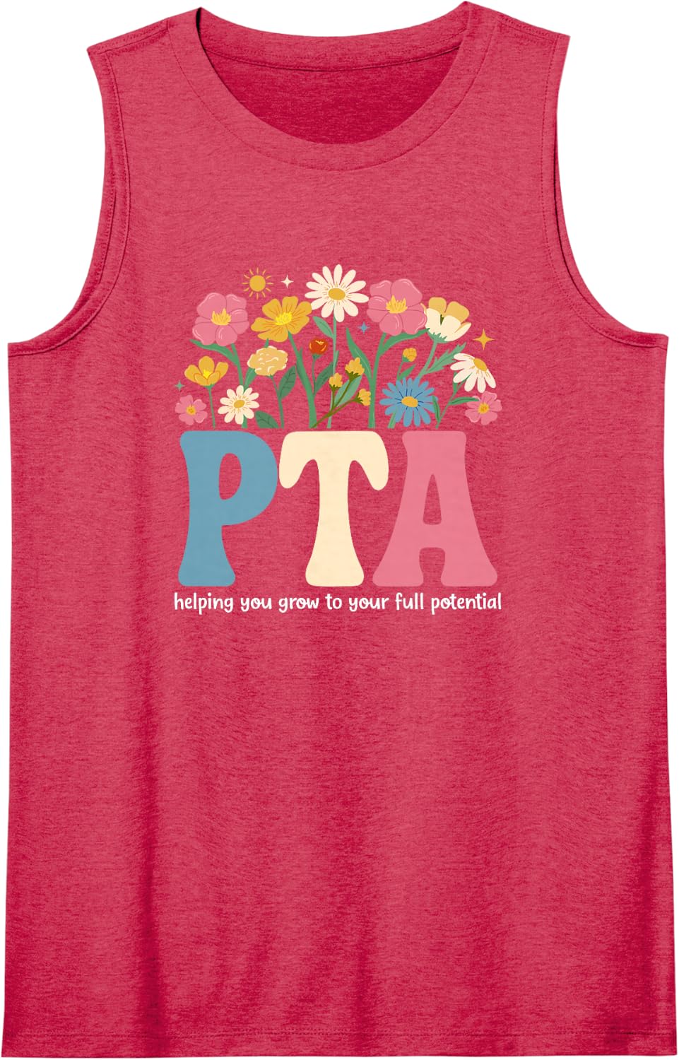 Groovy PTA Physical Therapist Assistant Appreciation Sleeveless Tank Top - Red