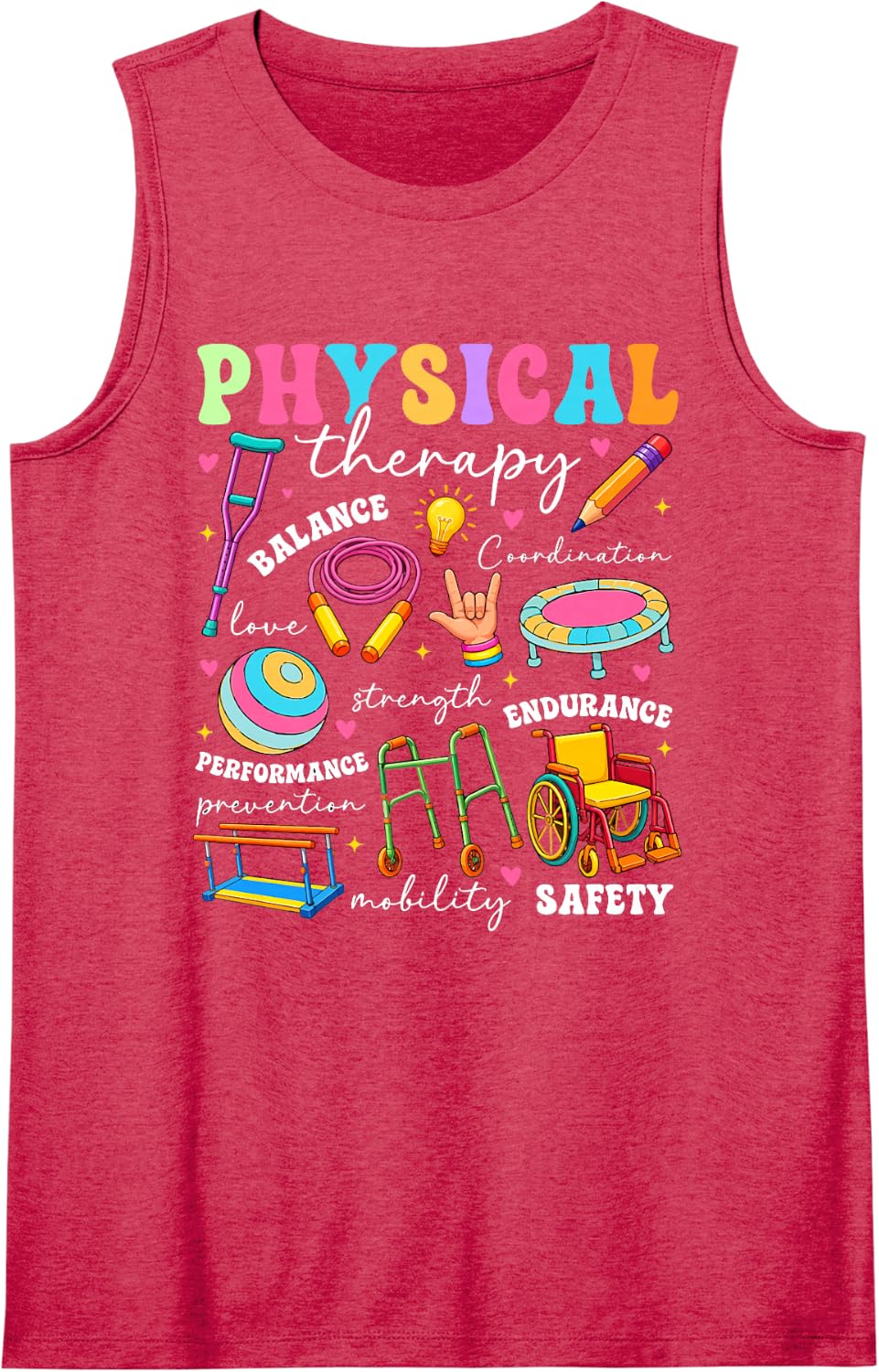 Physical Therapy Assistant Appreciation PTA Groovy Sleeveless Tank Top - Red