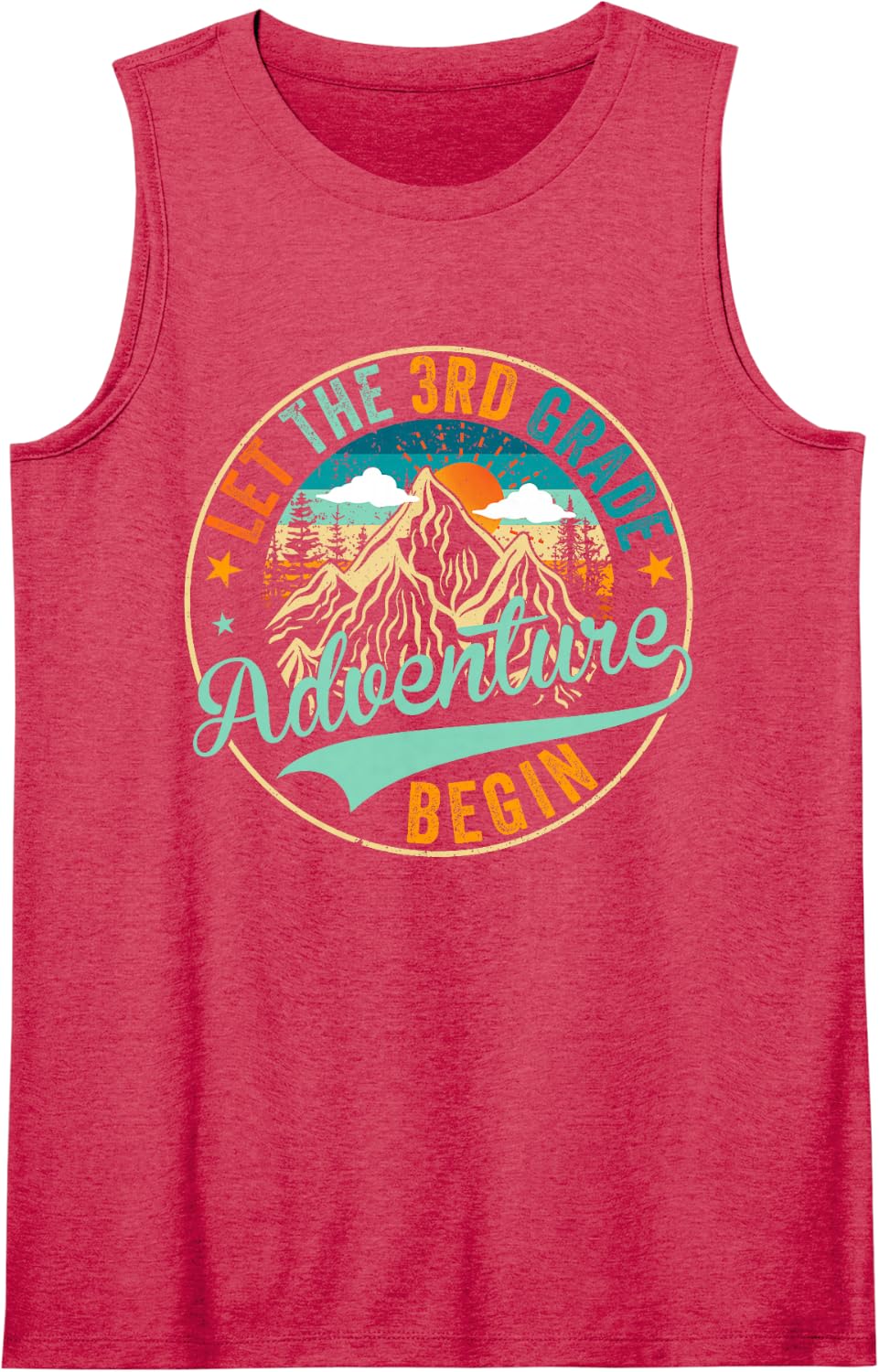 Back to School Let The 3rd Third Grade Adventure Begin Kid Sleeveless Tank Top - Red