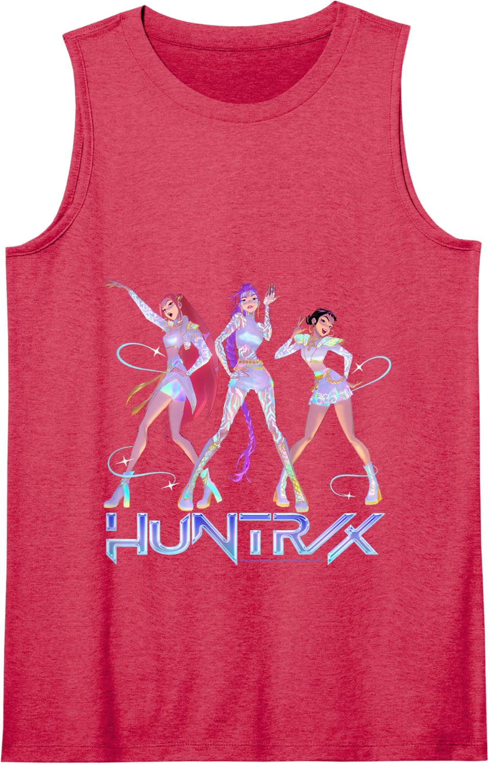 Kpop Demon Hunters Huntrix Mira Rumi and Zoey Pose & Shine Tank Top - Red