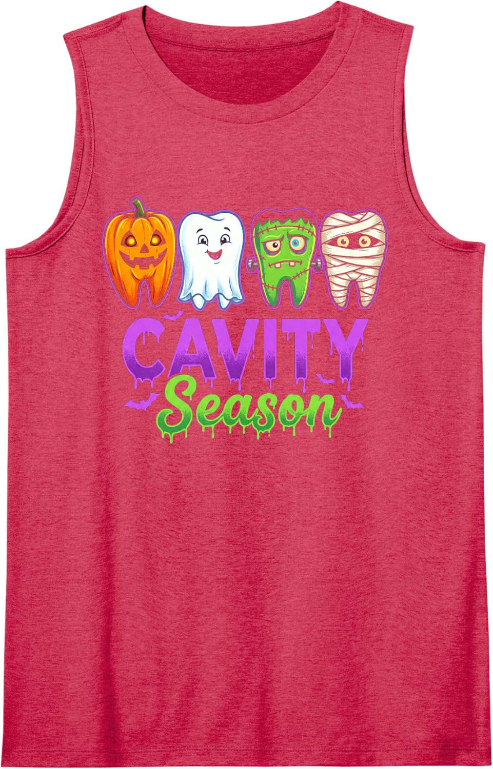 Cavity Season Halloween Tooth Funny Dental Hygienist Sleeveless Tank Top - Red