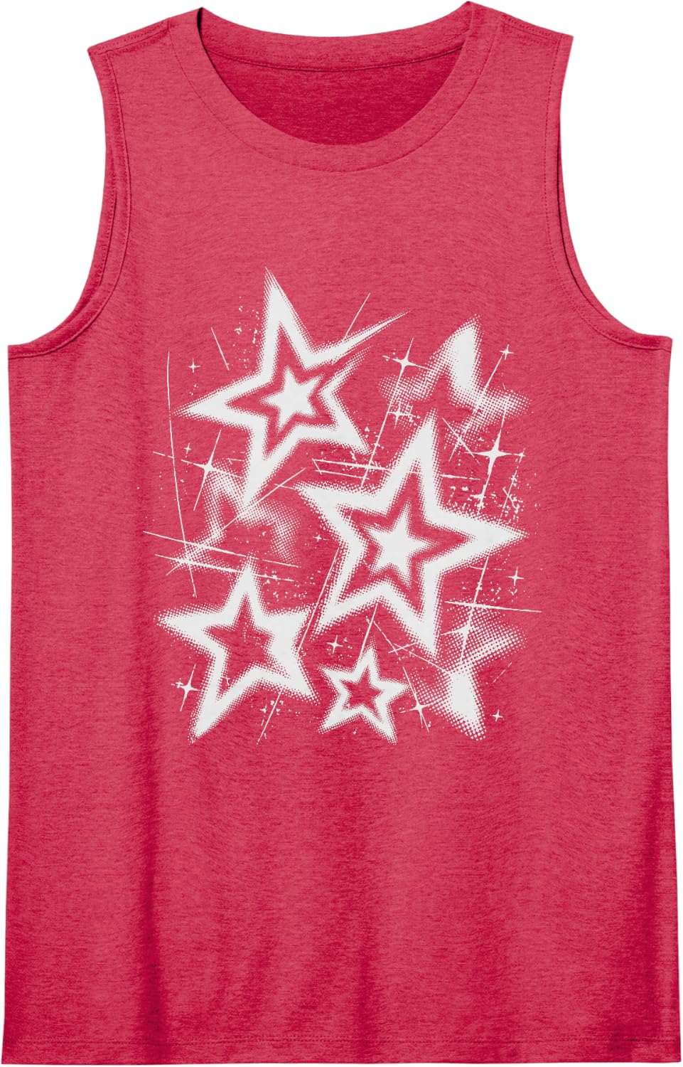 Y2K Grunge Stars 2000s Vintage Aesthetic Graphic Sleeveless Tank Top - Red