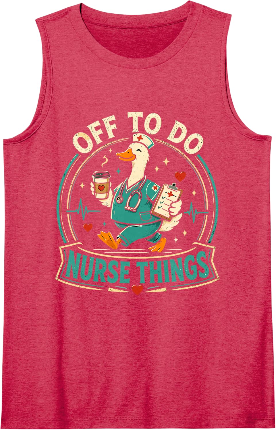 Off to Do Nurse Things Funny Goose Coffee Nurse Humor Sleeveless Tank Top - Red