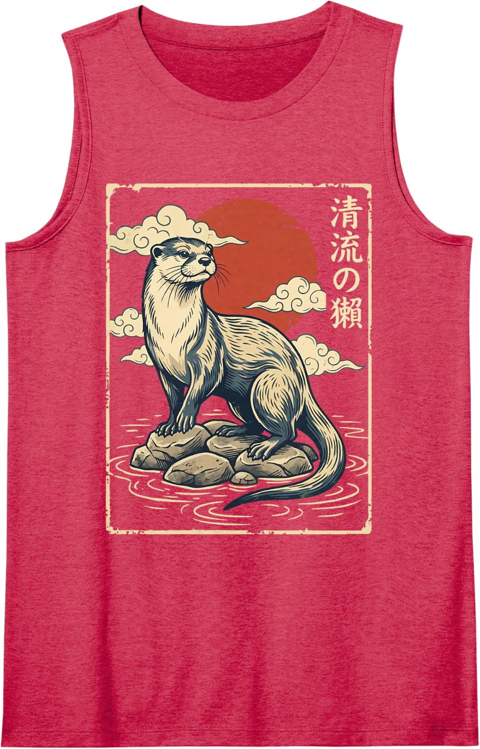 Otter Japanese Sleeveless Tank Top - Red
