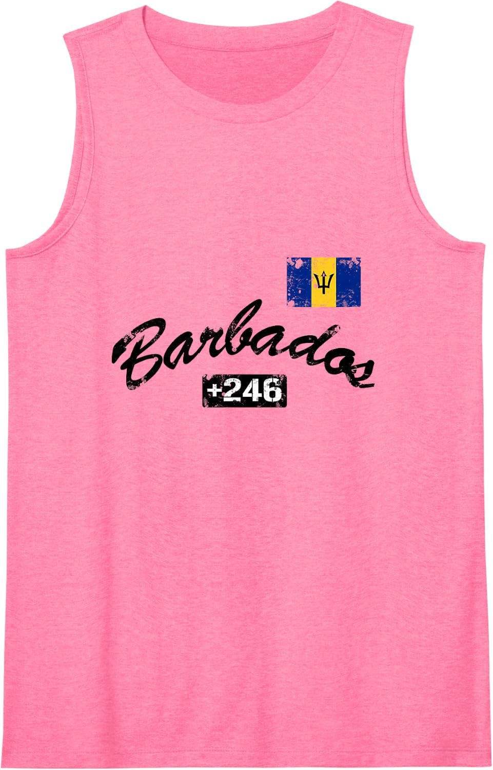 Barbados Flag Country Code +246 Sleeveless Tank Top - Pink