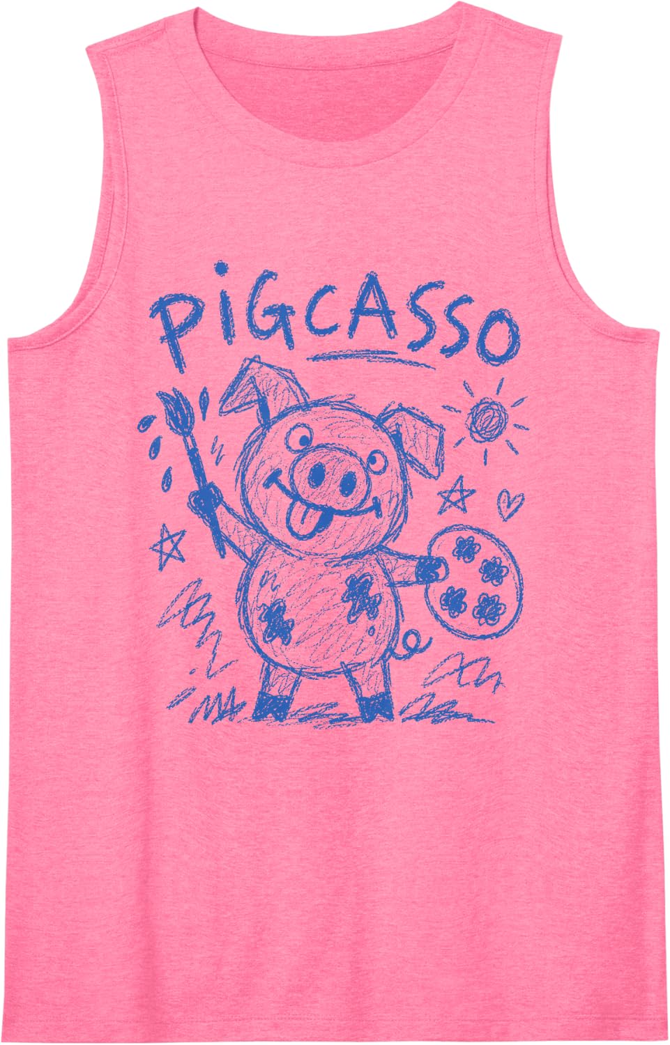 Pigcasso Funny Painting Pig Artist Art Teacher Humor Sleeveless Tank Top - Pink