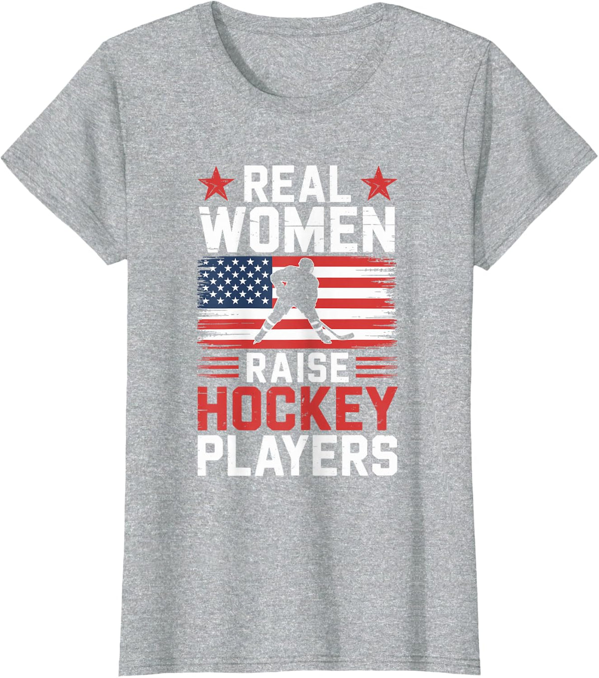 Real Women Raise Hockey Players, Ice Hockey Mom T-Shirt - Heather Grey