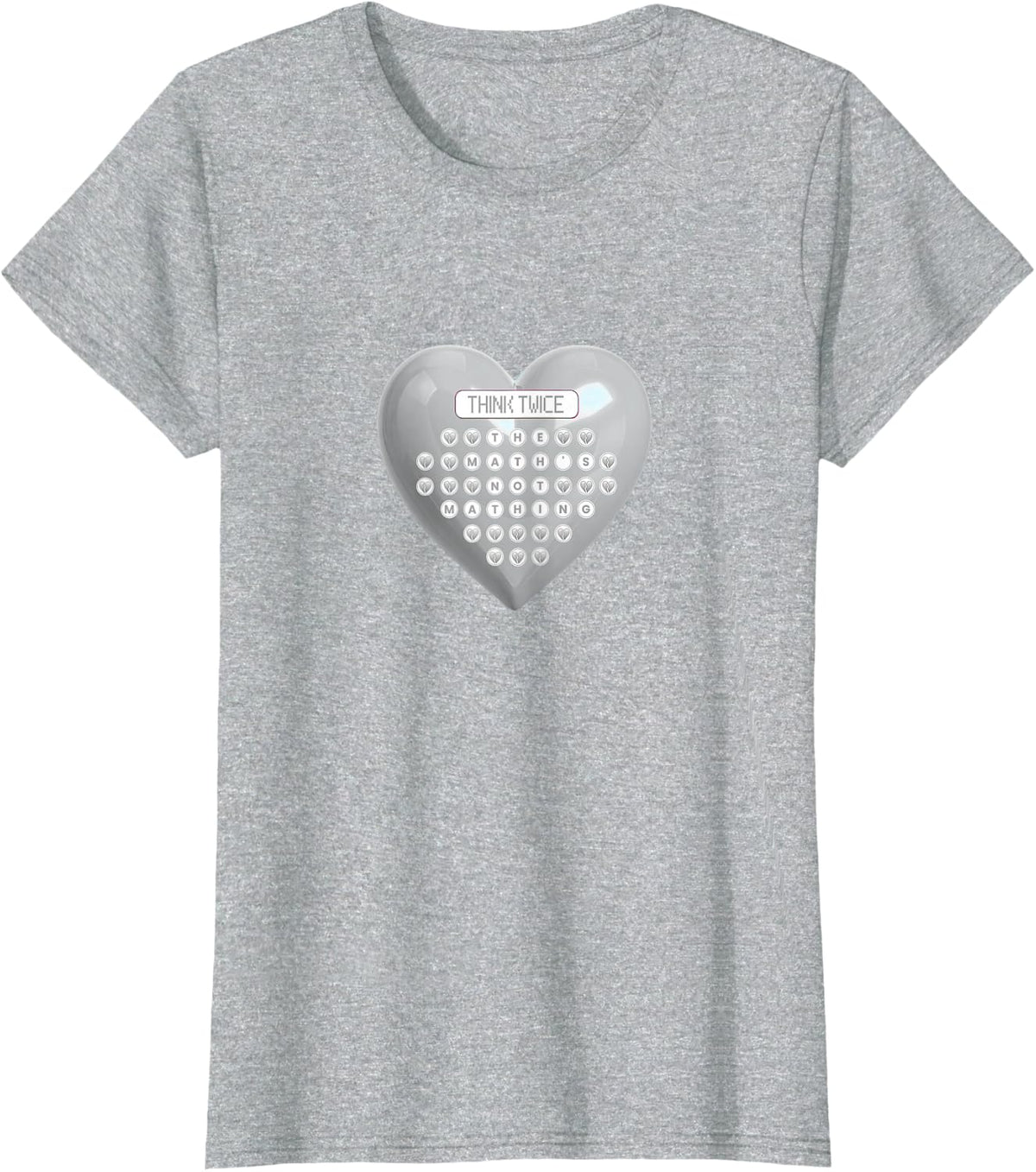 Mens Women Grey Heart Math Grey WHT Graphic T-Shirt - Heather Grey