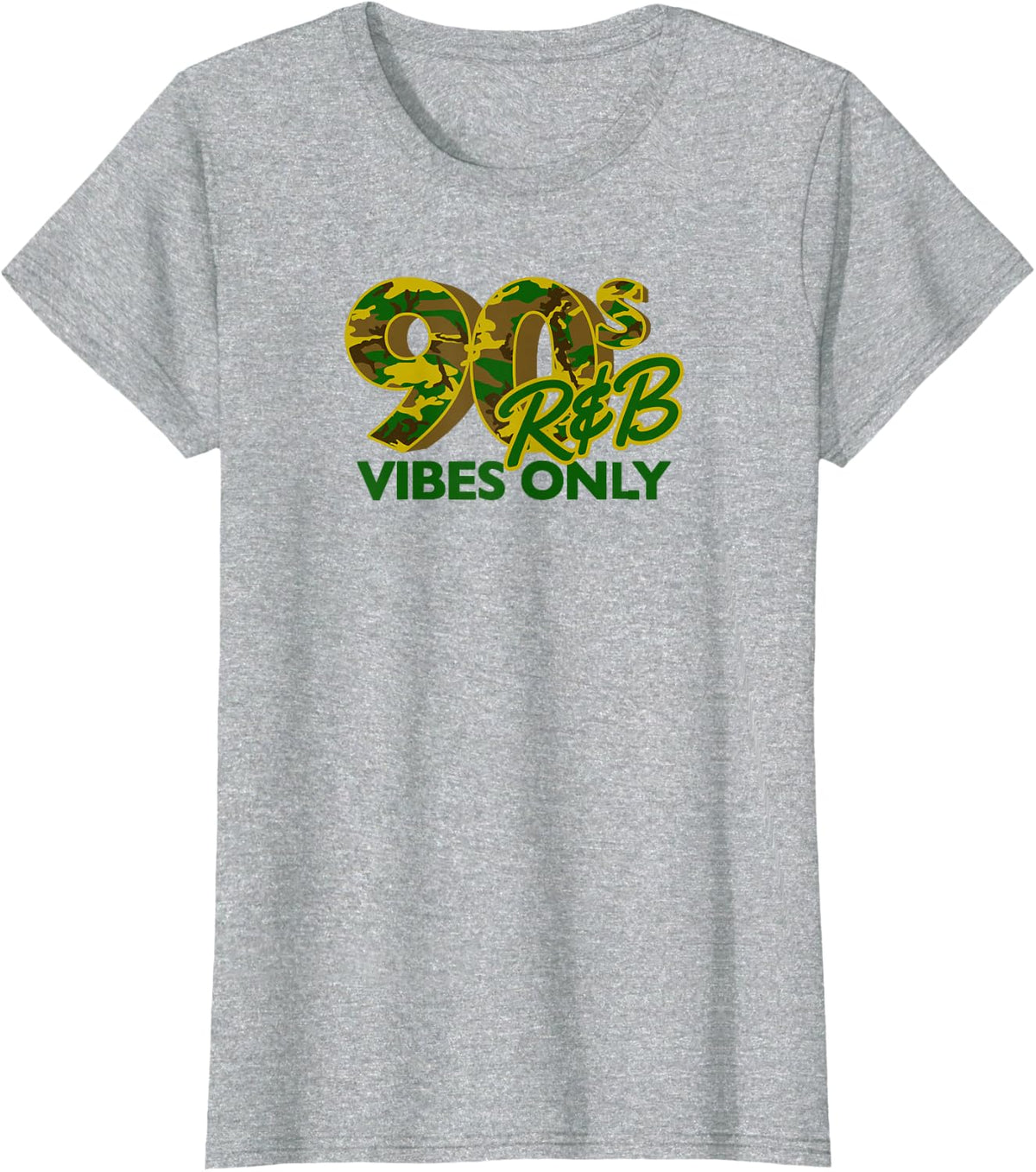90s R&B Vibes Only Nineties RNB Music Camo Print T-Shirt - Heather Grey