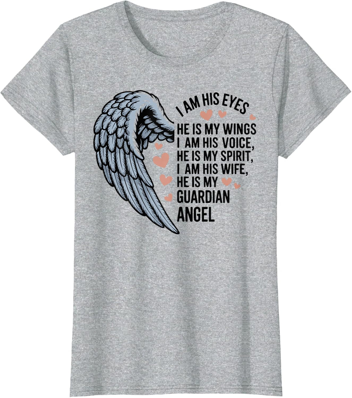 Husband Guardian Angel Widow Quote Widowed Wife Memorial Day T-Shirt - Heather Grey