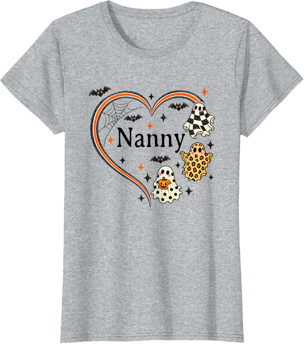 Pumpkin Nanny Family Halloween T-Shirt - Heather Grey