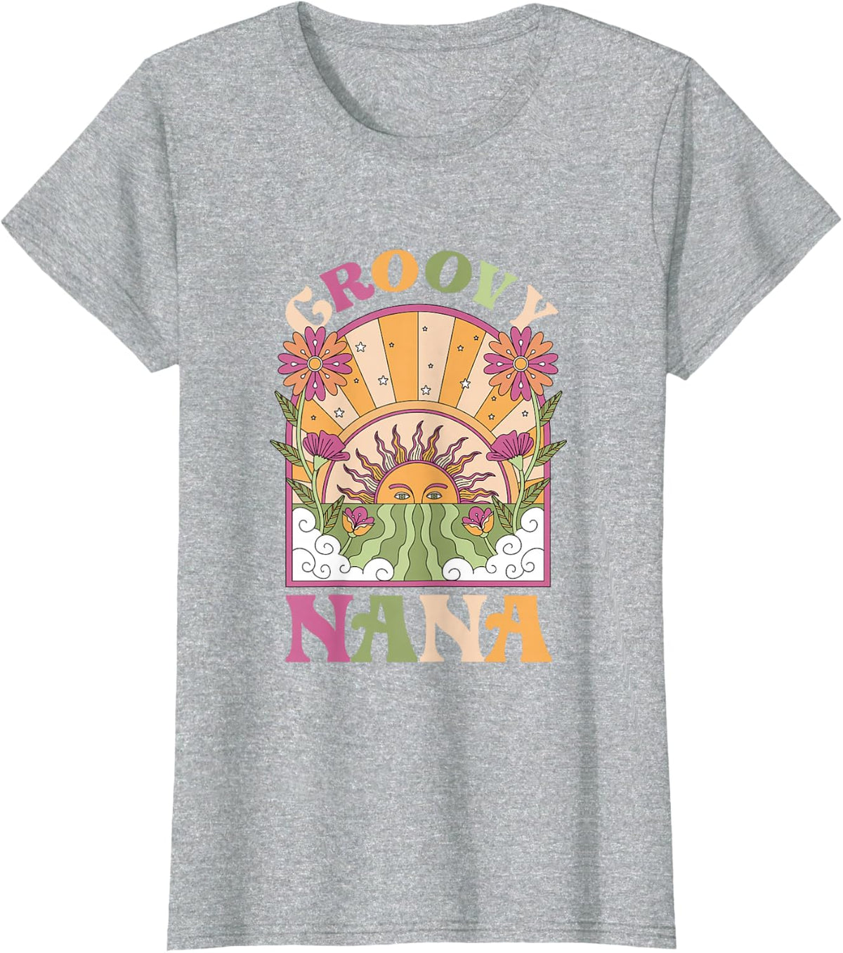 Groovy Nana | Grandma Grandmother | Mother's Day T-Shirt - Heather Grey