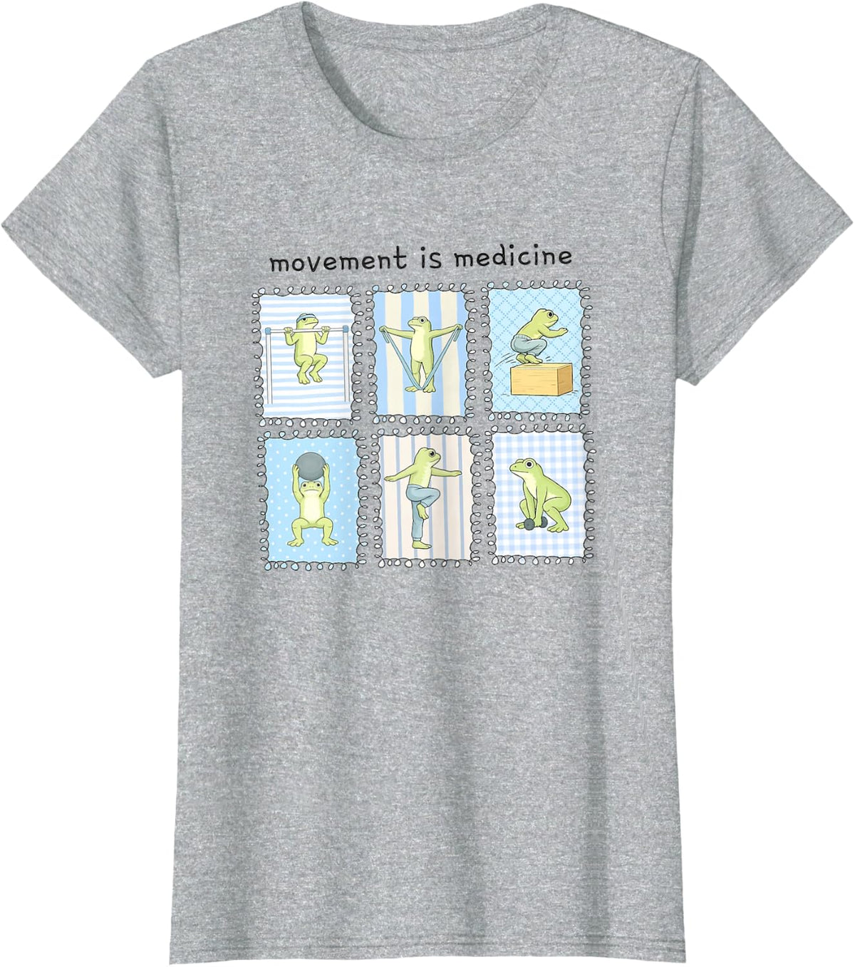 Funny Physical Therapy Shirts Movement is Medicine Frog Tee T-Shirt for PT PTA - Heather Grey