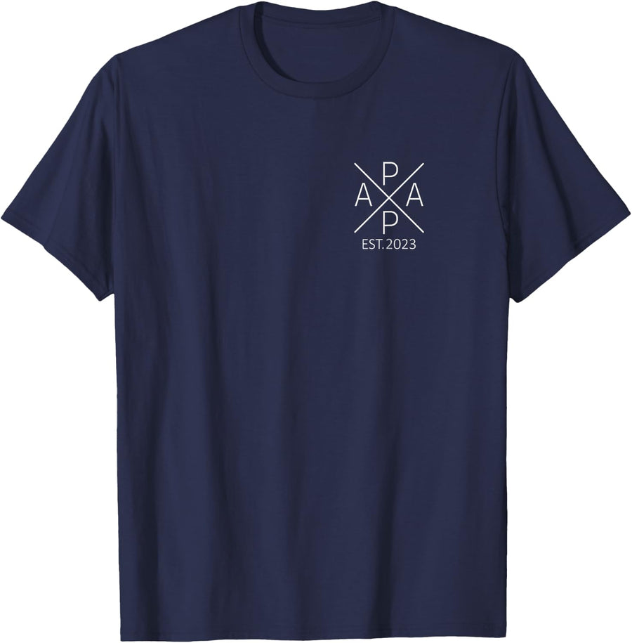 Papa Est. 2023 Papa since 2023 Papa 2023 T-Shirt - Navy Blue