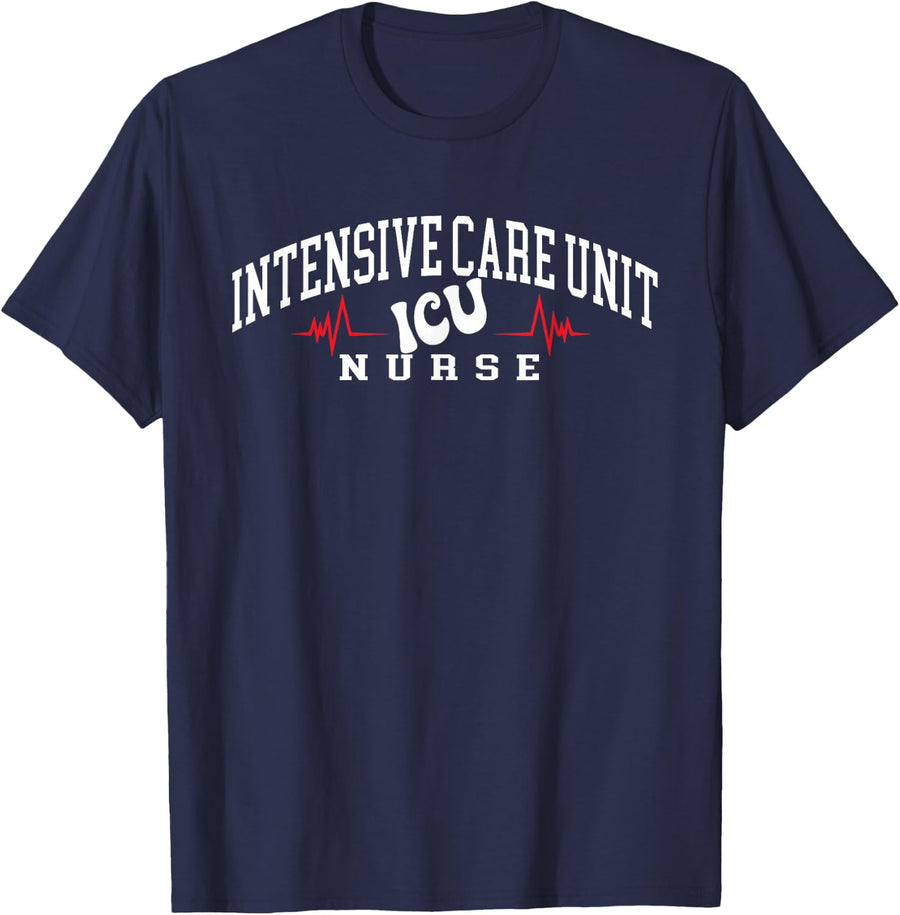 Funny ICU Nurse Intensive Care Unit Nurse Emergency Nurse T-Shirt - Navy Blue