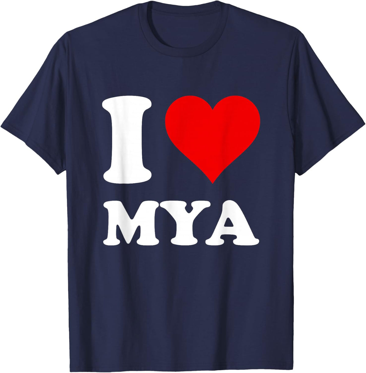 Red Heart I Love Mya T-Shirt - Navy Blue