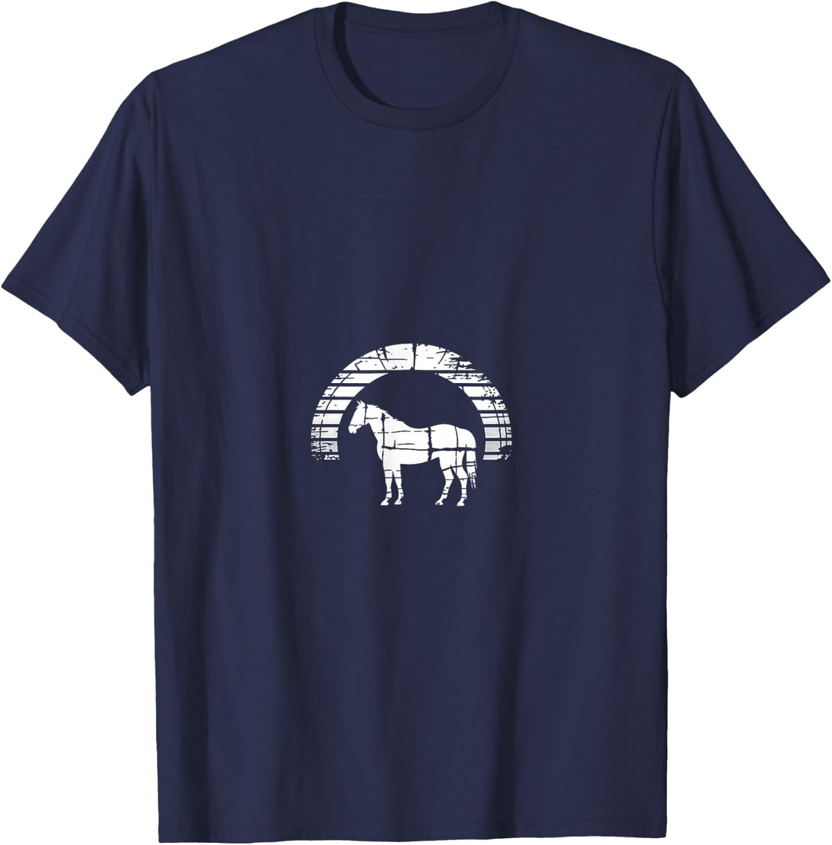 Vintage Horse Sunset Silhouette Equestrian T-Shirt - Navy Blue