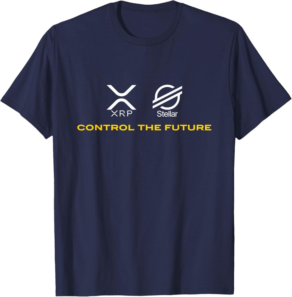 Cryptocurrency t-Shirt XRP XLM Coin Control The Future T-Shirt - Navy Blue