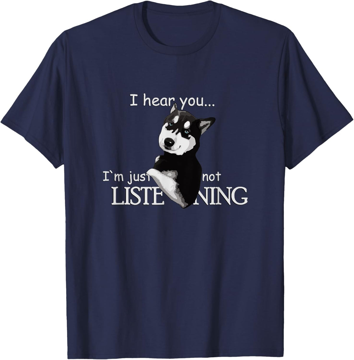 Siberian Husky Dog Shirt - Husky Shirt - Dog Lovers T-Shirt - Navy Blue