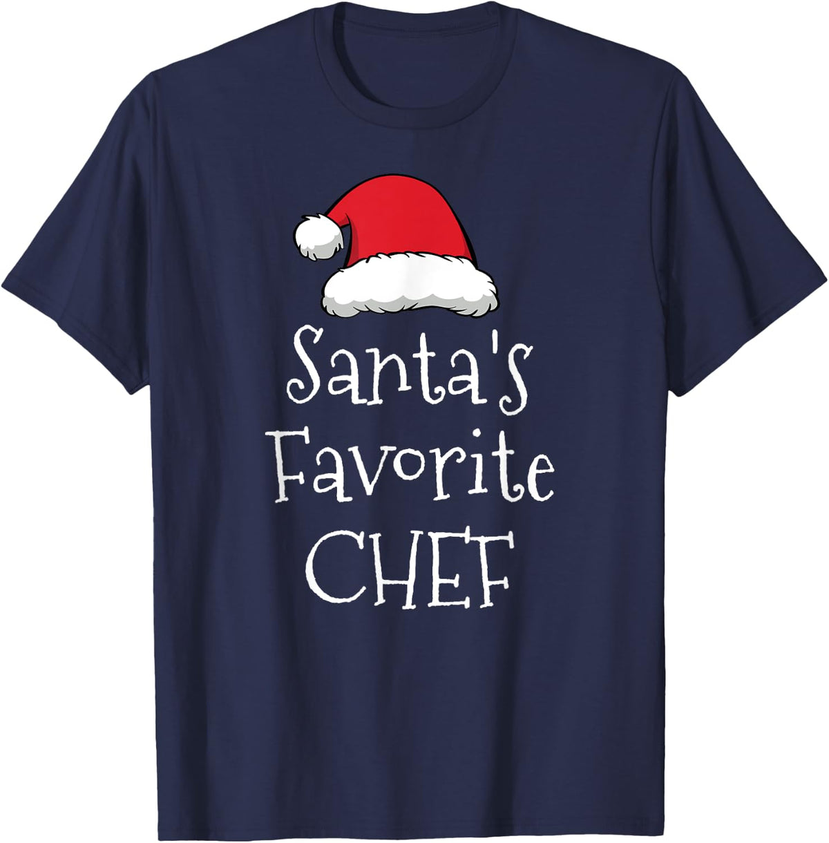 Santas Favorite Chef - Christmas Funny Gift Pajama Xmas T-Shirt - Navy Blue