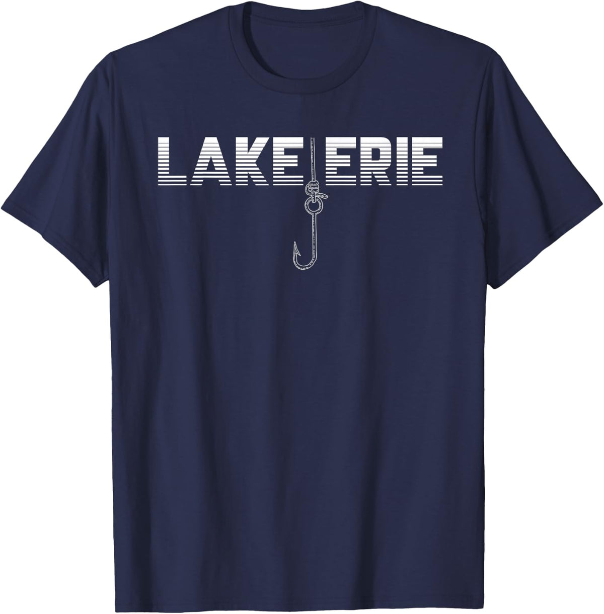 Lake Erie Shirt with a Walleye Hook Design Makes nice Gift T-Shirt - Navy Blue