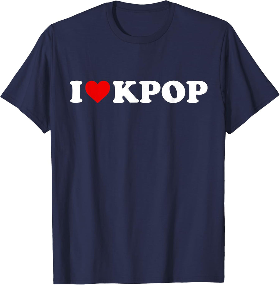 I Love Kpop - Heart K-pop T-Shirt - Navy Blue
