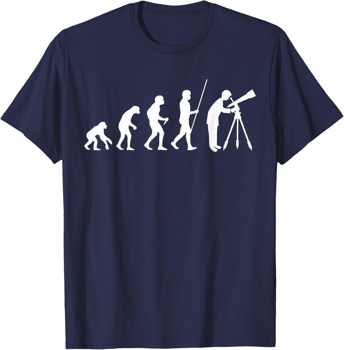 Astronomy Evolution Telescope Galaxy Cosmos Stars Stargazing T-Shirt - Navy Blue