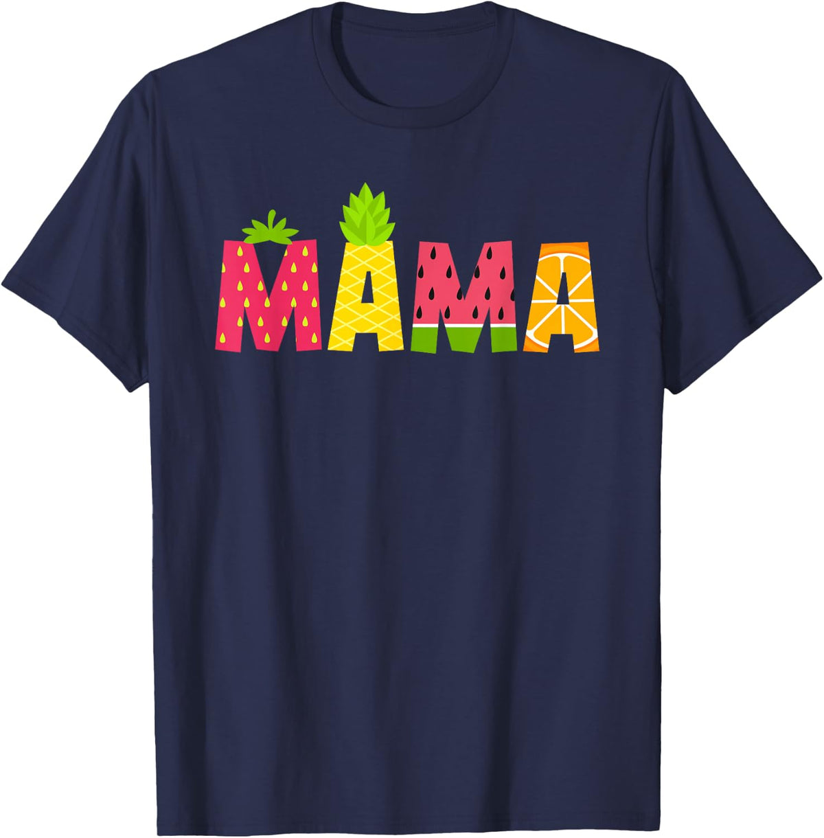 Funny Mama Fruitarian Lover Summer Nana Fruit Slice T-Shirt - Navy Blue