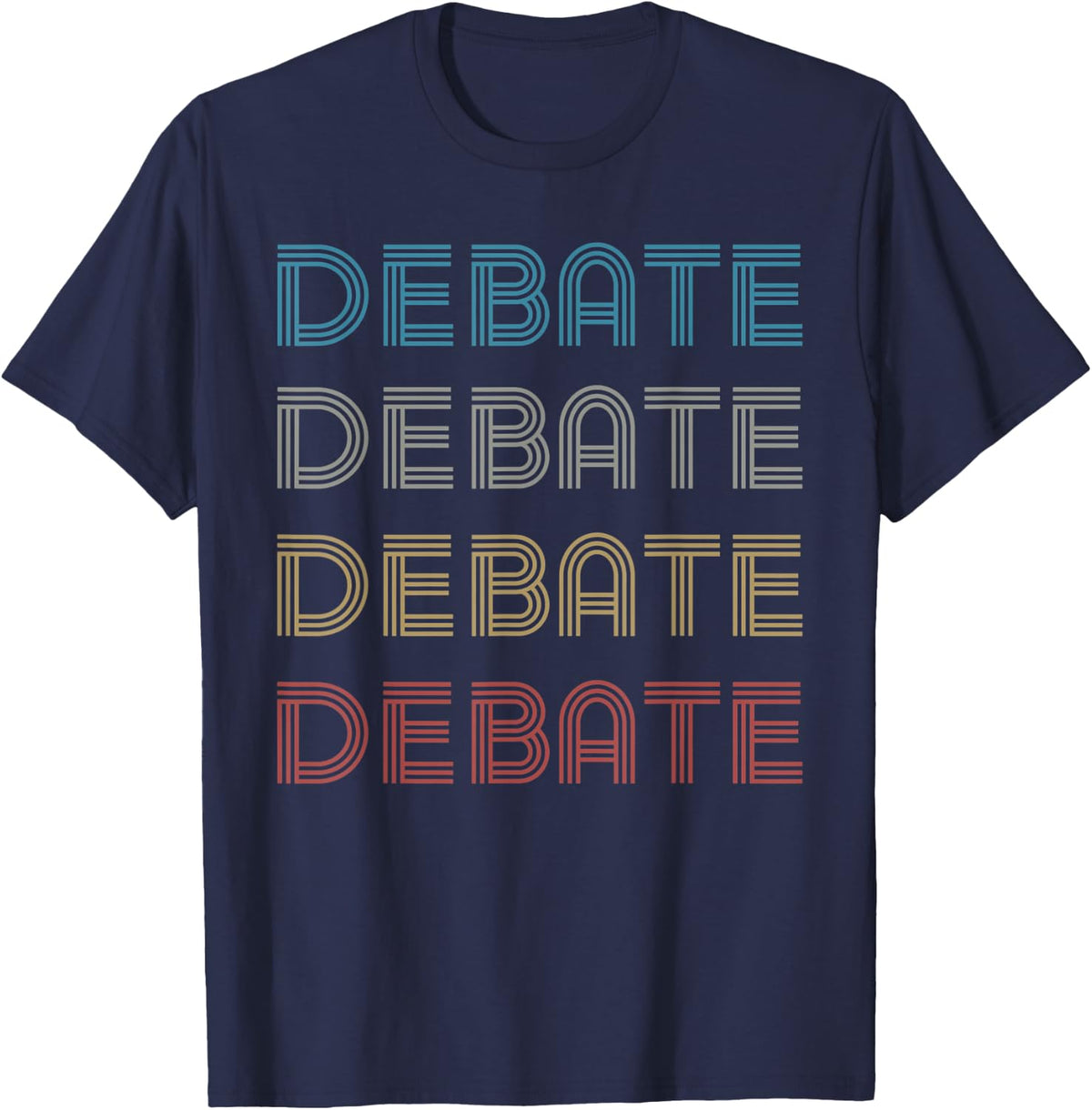 Debate Vintage Repeated Debate Lovers Retro Style T-Shirt - Navy Blue