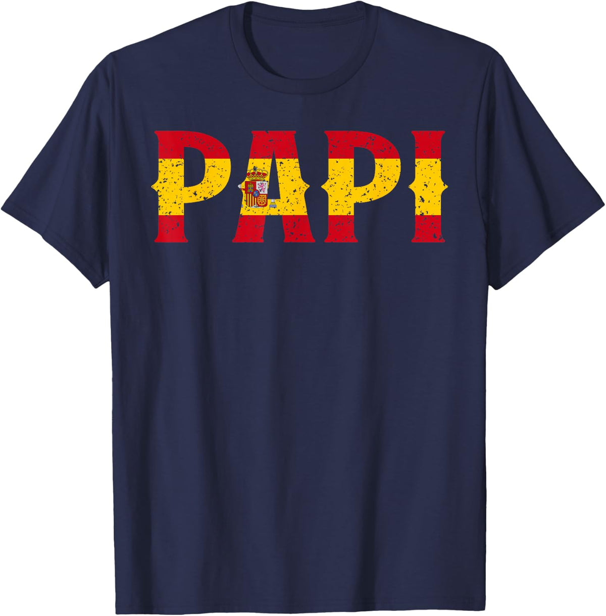 PAPI Spanish Flag Spain Proud Father's Day Patriotic Pride T-Shirt - Navy Blue