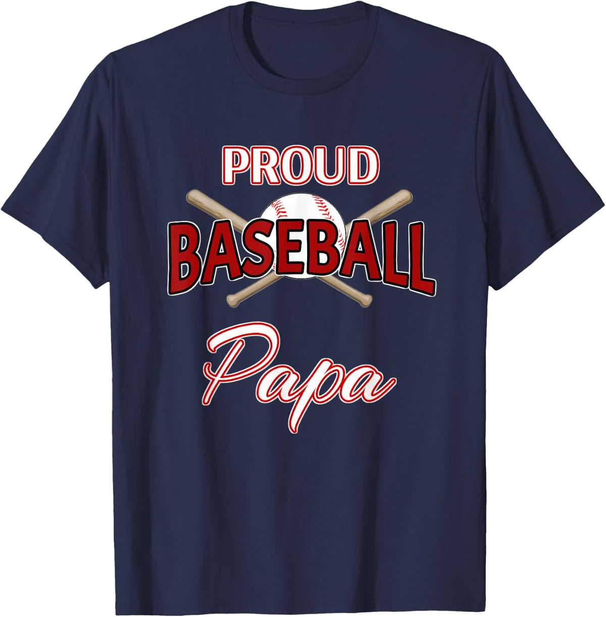 Proud Baseball Papa Shirt-Baseball PAPA Tshirt T-Shirt - Navy Blue