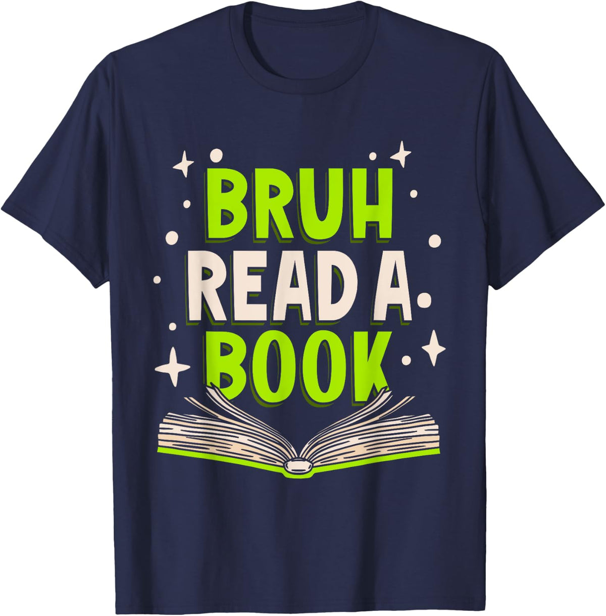 Funny Grammar English Teacher Bruh Read A Book T-Shirt - Navy Blue