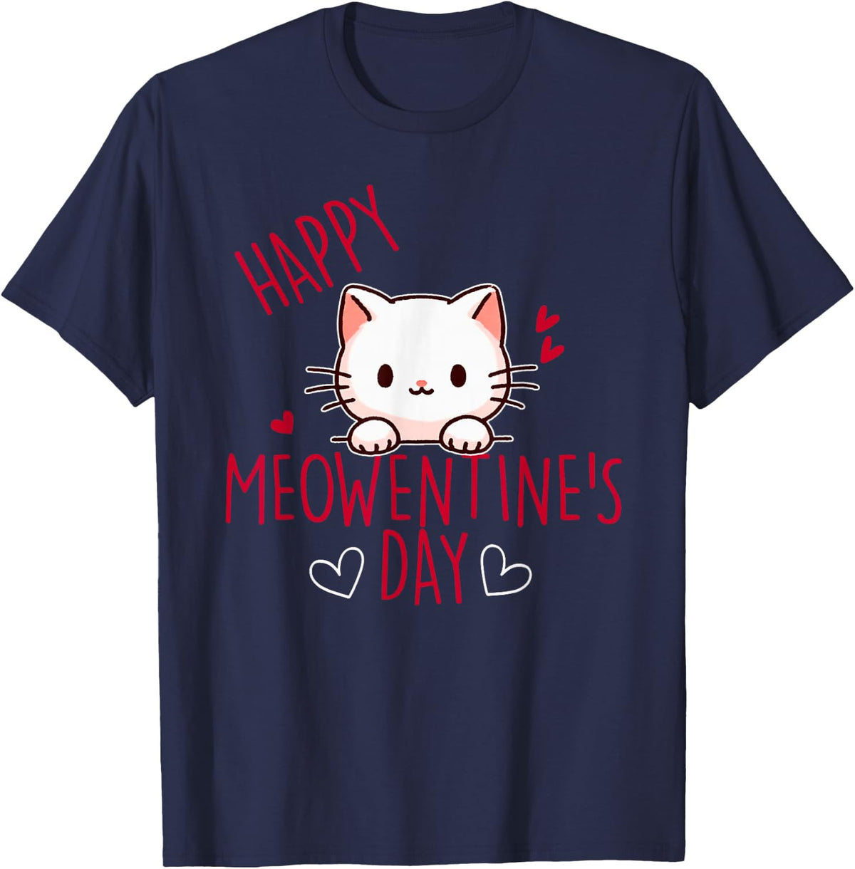 Cute Cat Valentine's Day Love for Girls Kitty Quote T-Shirt - Navy Blue