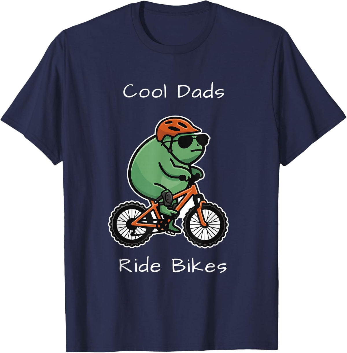 Cool Dads Ride Bikes Father's Day Mountain Biking Dad Frog T-Shirt - Navy Blue