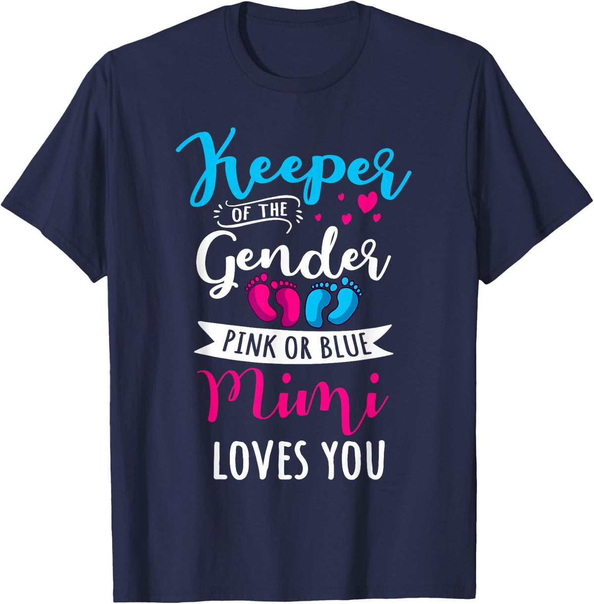 Keeper Of The Gender Mimi Loves You Baby Shower Family T-Shirt - Navy Blue