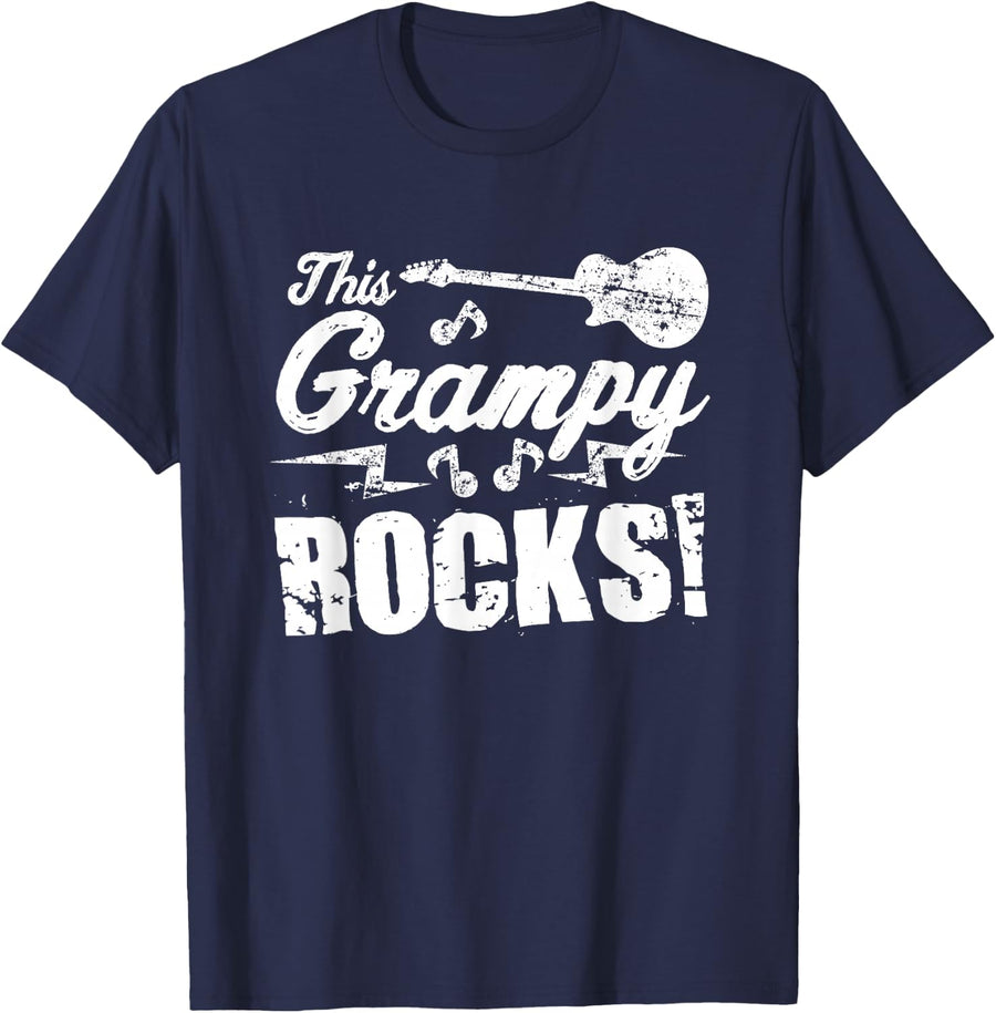 Mens This Grampy Rocks - Guitar Rock and Roll Funny Gift Tee - Navy Blue
