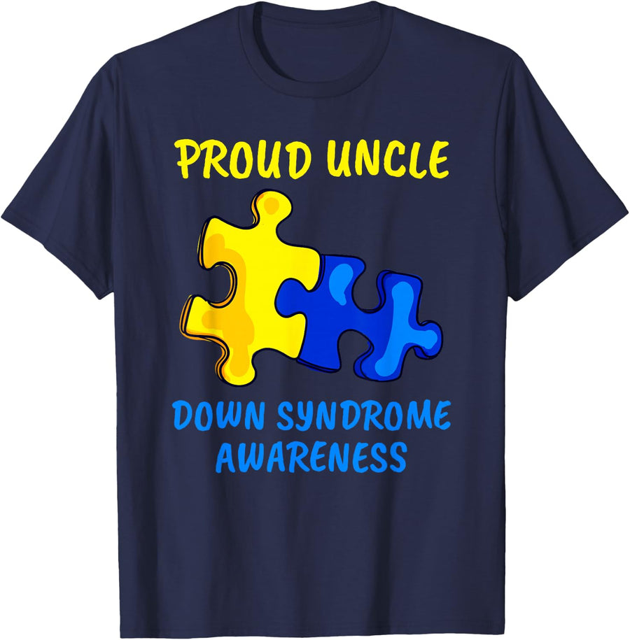 Down Syndrome Awareness Proud Uncle Down Syndrome Uncle T-Shirt - Navy Blue