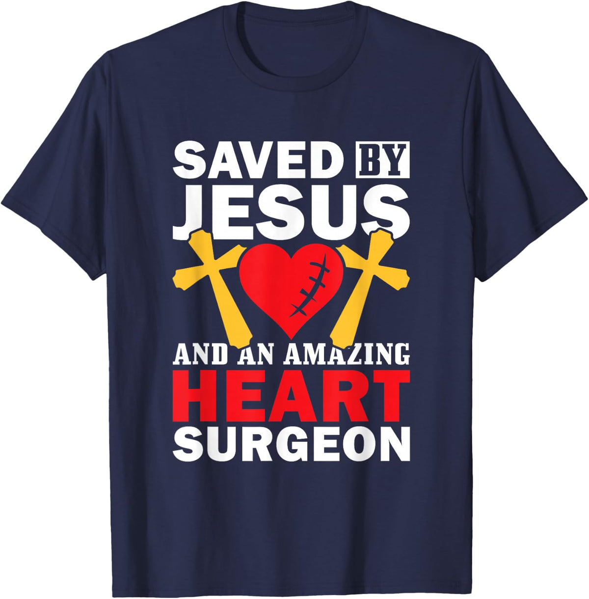 Open Heart Surgery Survivor Jesus Bypass Recovery T-Shirt - Navy Blue