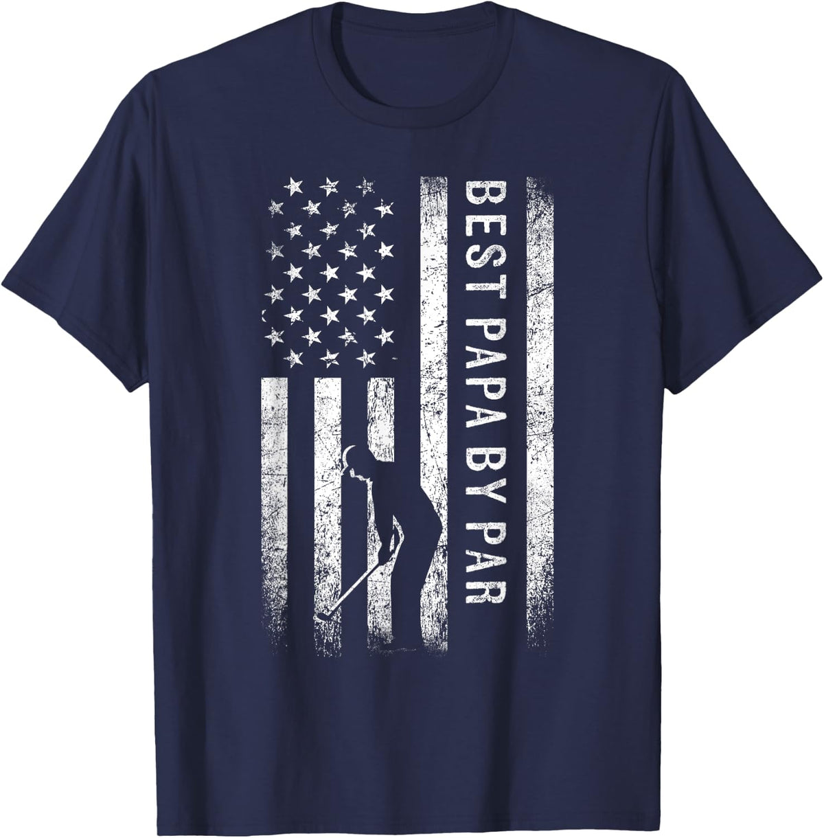 Best Papa By Par Golfing Gifts Papa Father's Day Golf T-Shirt - Navy Blue