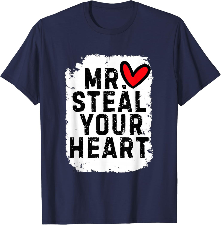 Mr Steal Your Heart For Boys Toddlers Valentine's Day kids T-Shirt - Navy Blue