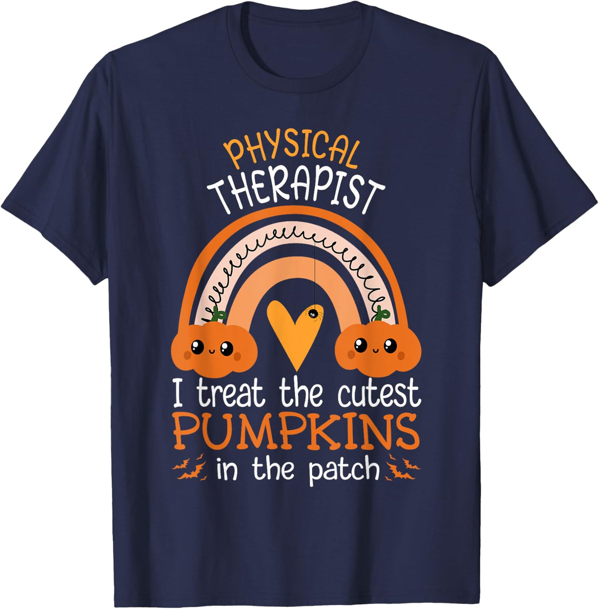 Rainbow Physical Therapist PT I Treat The Cutest Halloween T-Shirt - Navy Blue