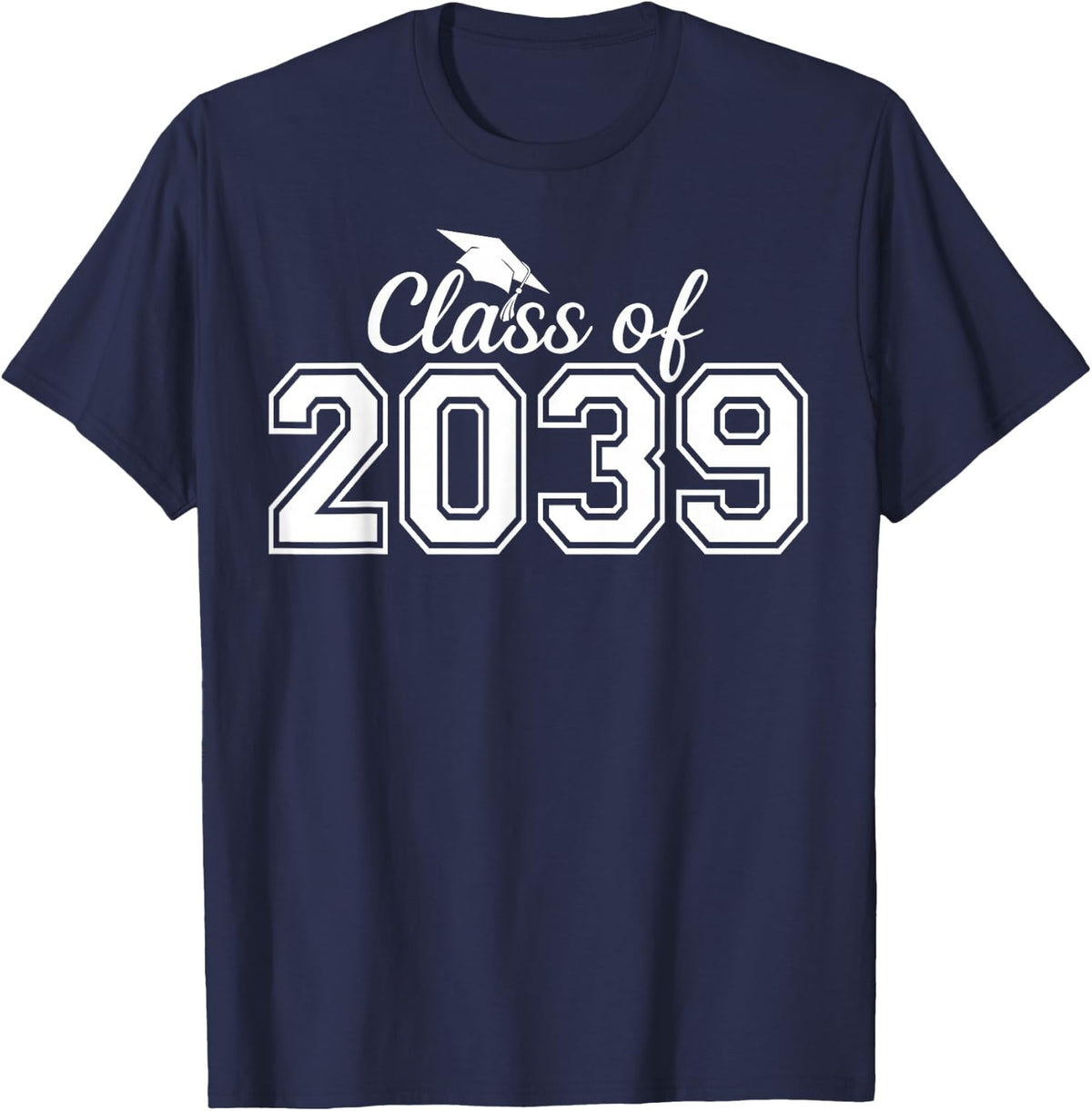 Class of 2039 Grow with Me Funny Preschool Graduation T-Shirt - Navy Blue